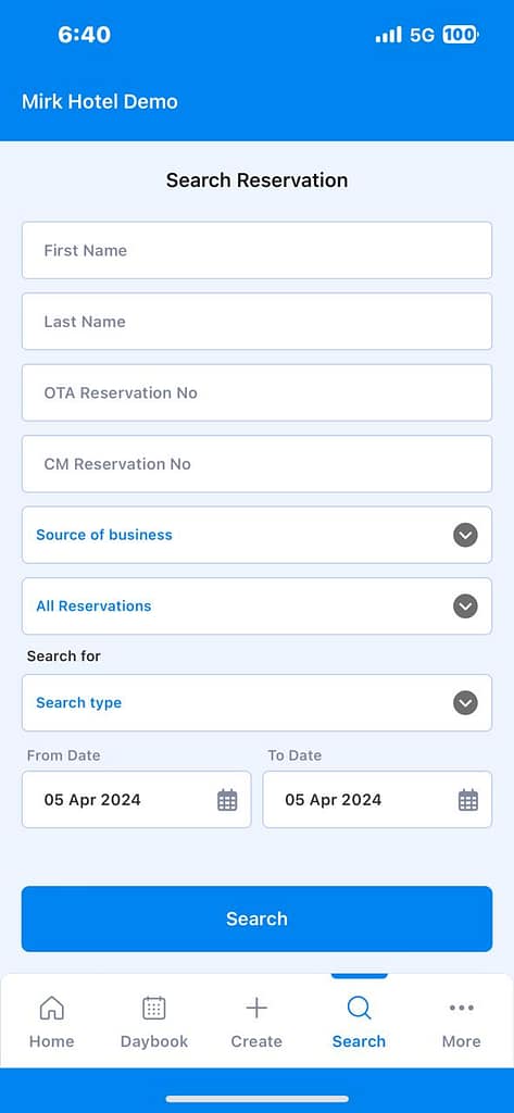 Search Reservation in ChannelManager India App